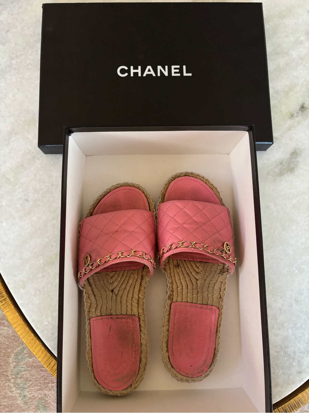 Chanel espadrille slides 37
